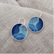 Earrings | Koorie Tales | Colour Season | Domed Earrings | Blues | 22mm Small hook